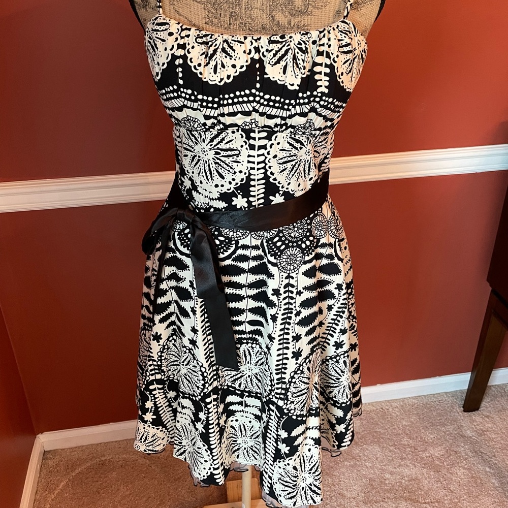 Alyn Paige black and beige spaghetti strap dress. Size 8